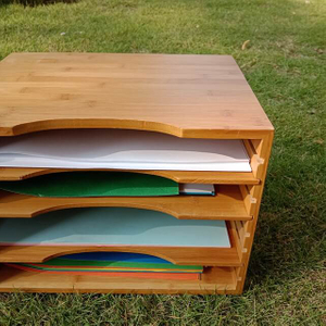 Divisor y organizador de papel de bambú para escritorio, archivador